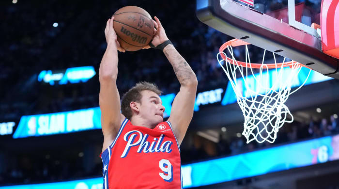 Mac McClung throws down a slam at the NBA’s 2023 Dunk Contest